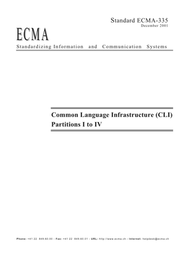 Common Language Infrastructure (CLI) Partitions I to IV