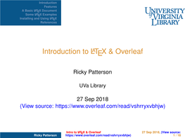 Introduction to Latex & Overleaf