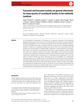 Fuscumol and Fuscumol Acetate Are General Attractants for Many Species of Cerambycid Beetles in the Subfamily Lamiinae