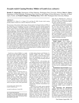 Erysiphe Trifolii Causing Powdery Mildew of Lentil (Lens Culinaris)