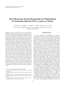 Red Fluorescent Protein Responsible for Pigmentation in Trematode-Infected Porites Compressa Tissues