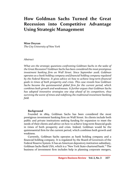 How Goldman Sachs Turned the Great Recession Into Competitive Advantage Using Strategic Management