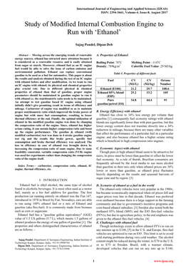 Study of Modified Internal Combustion Engine to Run with Ethanol