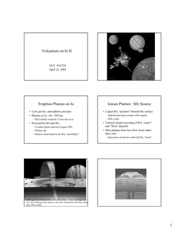 Volcanism on Io II Eruption Plumes on Io Ionian Plumes: SO2 Source