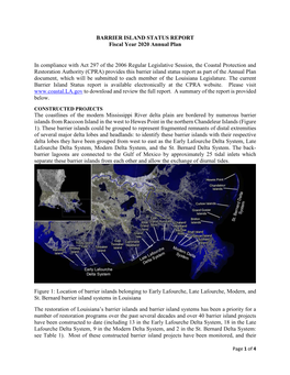 BARRIER ISLAND STATUS REPORT Fiscal Year 2020 Annual Plan