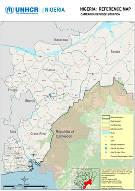 NIGERIA: REFERENCE MAP CAMEROON REFUGEE SITUATION Plateau Karim-Lamido Ardo-Kola
