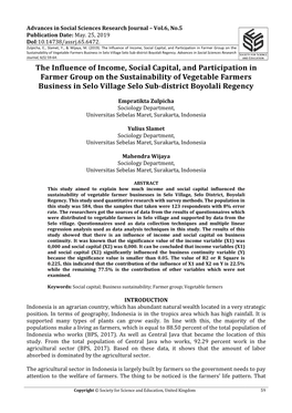 The Influence of Income, Social Capital, and Participation in Farmer