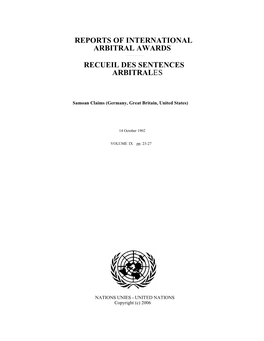 Samoan Claims (Germany, Great Britain, United States): Decision, 14 October 1902