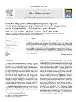 Correlation and Prediction of Mixing Thermodynamic Properties of Ester-Containing Systems: Ester+Alkane and Ester+Ester Binary S