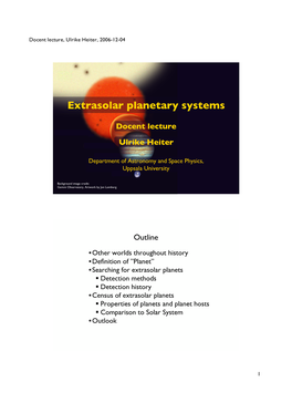 Extrasolar Planetary Systems