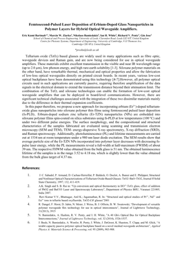 Femtosecond-Pulsed Laser Deposition of Erbium-Doped Glass Nanoparticles in Polymer Layers for Hybrid Optical Waveguide Amplifiers