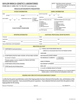 Molecular Diagnostic Requisition