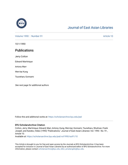 Journal of East Asian Libraries Publications