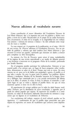 Nuevas Adiciones Al Vocabulario Navarro