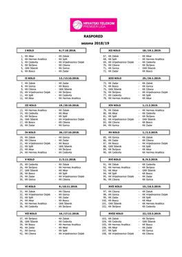 RASPORED Sezona 2018/19