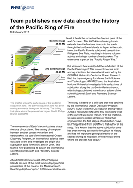 Team Publishes New Data About the History of the Pacific Ring of Fire 10 February 2017