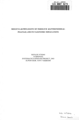 Molecular Phylogeny of Tribolium (Danthonioideae: Poaceae) and Its Taxonomic Implications