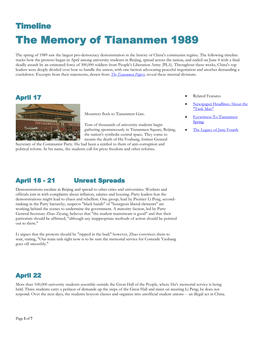 The Memory of Tiananmen 1989