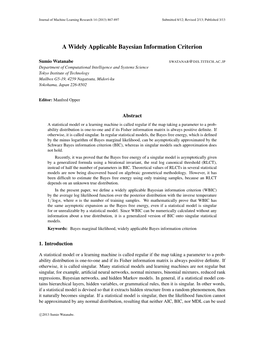 A Widely Applicable Bayesian Information Criterion