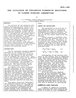 Spe-128 the Catalysis of Potassium Carbonate Solutions in Carbon Dioxide Absorption