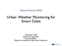 Urban Weather Monitoring for Smart Cities