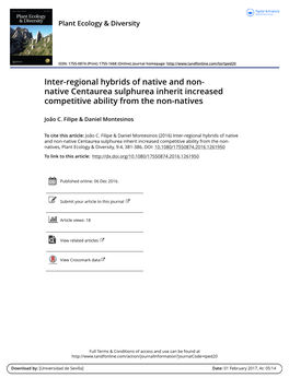 Inter-Regional Hybrids of Native and Non-Native Centaurea Sulphurea