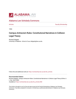 Campus Antiracism Rules: Constitutional Narratives in Collision Legal Theory