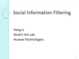 Social Information Filtering