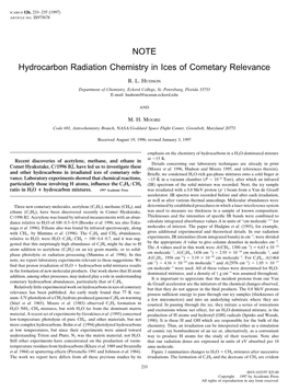 Hydrocarbon Radiation Chemistry in Ices of Cometary Relevance