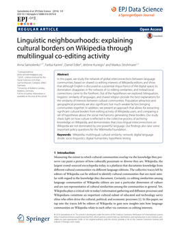 Explaining Cultural Borders on Wikipedia Through Multilingual Co-Editing Activity