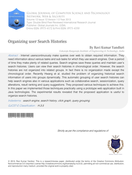 Organizing User Search Histories