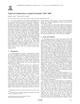 Upper-Air Temperatures Around Greenland: 1964–2005 Jason E