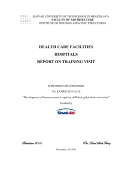 Health Care Facilities Hospitals Report on Training Visit