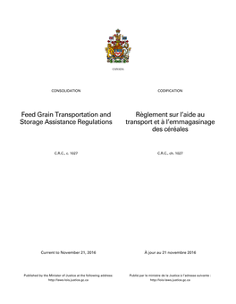 Feed Grain Transportation and Storage Assistance Regulations