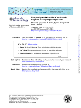 Regulate Macrophage Phagocytosis Phospholipases D1 and D2