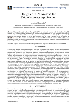 Design of CPW Antenna for Future Wireless Application