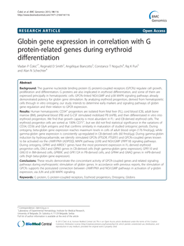 Globin Gene Expression in Correlation with G Protein-Related Genes During