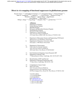 Direct in Vivo Mapping of Functional Suppressors in Glioblastoma Genome