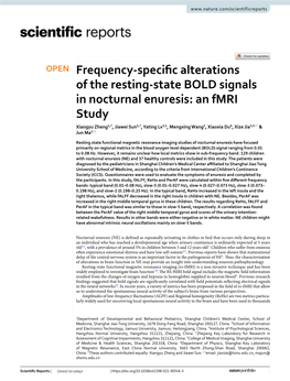 An Fmri Study Xiangyu Zheng1,7, Jiawei Sun2,7, Yating Lv3,4, Mengxing Wang5, Xiaoxia Du6, Xize Jia3,4* & Jun Ma1*