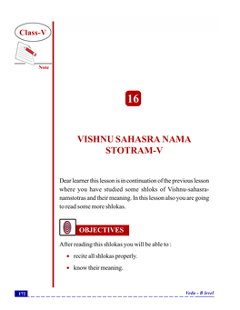 Vishnu Sahasra Nama Stotram-V Class-V