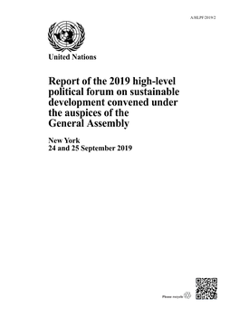 Report of the 2019 High-Level Political Forum on Sustainable Development Convened Under the Auspices of the General Assembly