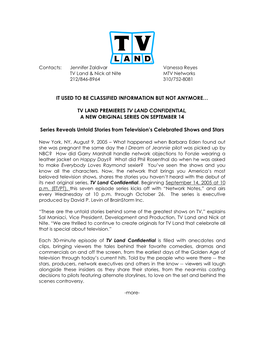 080905 Tv Land Premieres Tv Land Confidential, a New Original Series