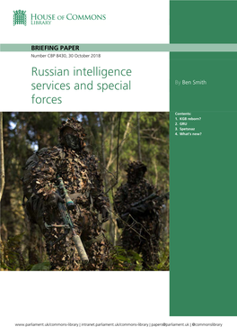 Russian Intelligence Services and Special Forces