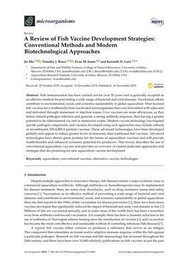 A Review of Fish Vaccine Development Strategies: Conventional Methods and Modern Biotechnological Approaches