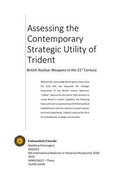 Assessing the Contemporary Strategic Utility of Trident