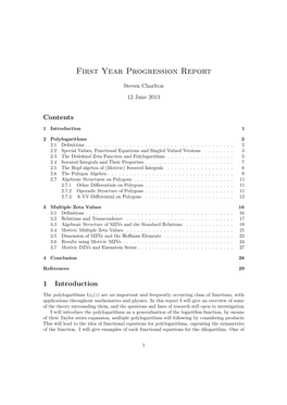 First Year Progression Report