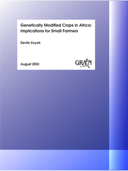 Genetically Modified Crops in Africa: Implications for Small Farmers