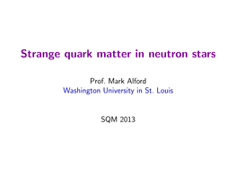 Strange Quark Matter in Neutron Stars