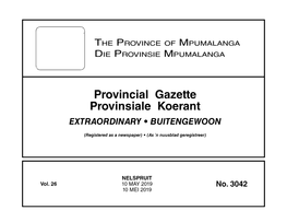 Provincial Gazette Provinsiale Koerant EXTRAORDINARY • BUITENGEWOON