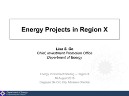 Energy Projects in Region X